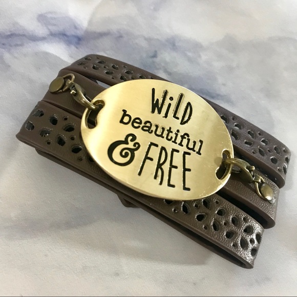 Jewelry - Wild Beautiful & Free Brown Leather Wrap Bracelet